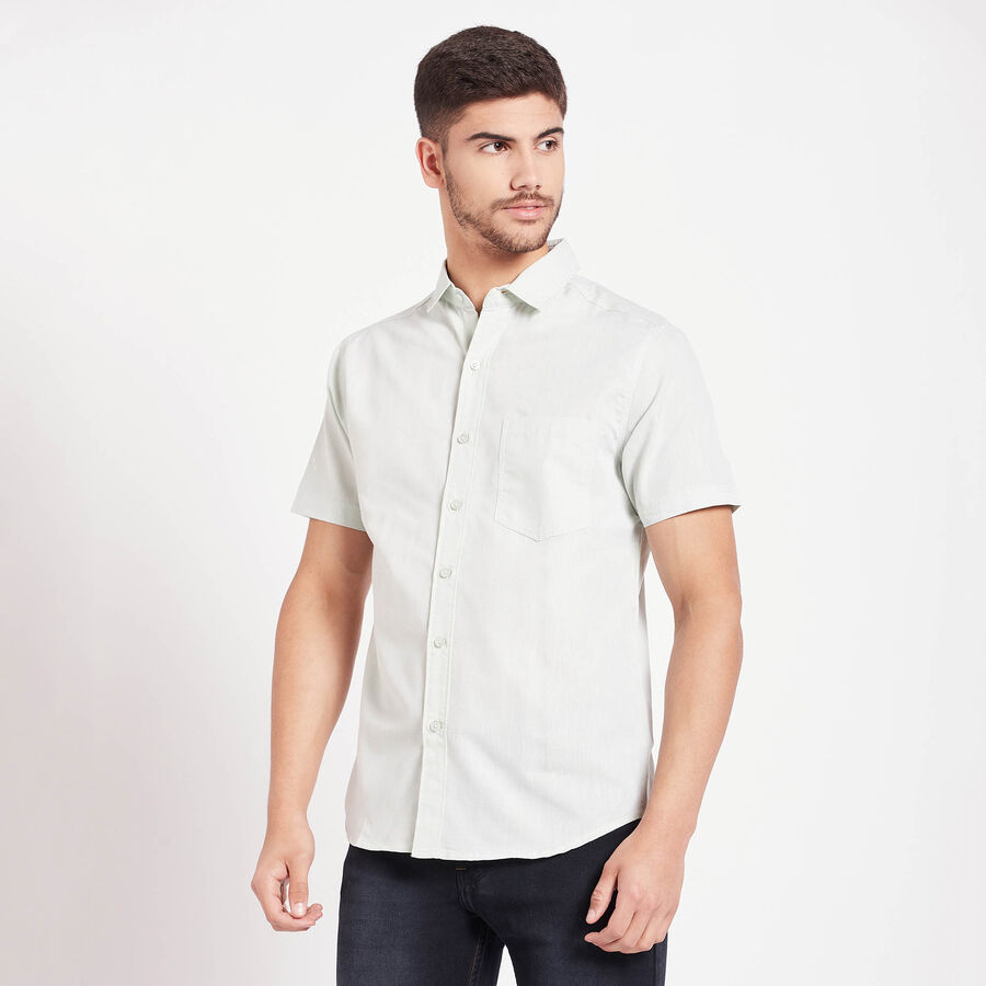 Solid Casual Shirt, Light Green, large image number null
