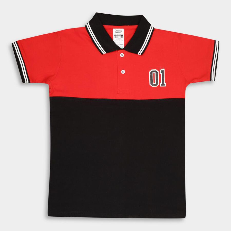 Boys' Cotton T-Shirt, Red, large image number null