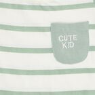 Infants' Light Green Cotton Round Neck Striped Baba Suit, Light Green, small