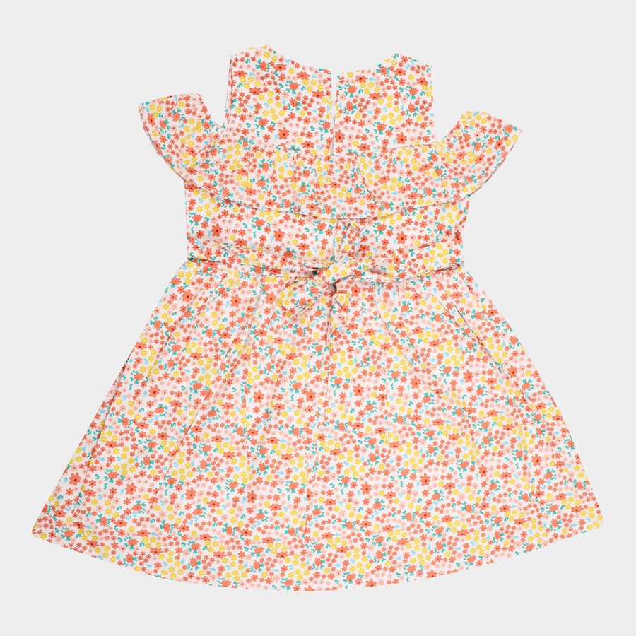 Girls Cotton Frock, Off White, large image number null