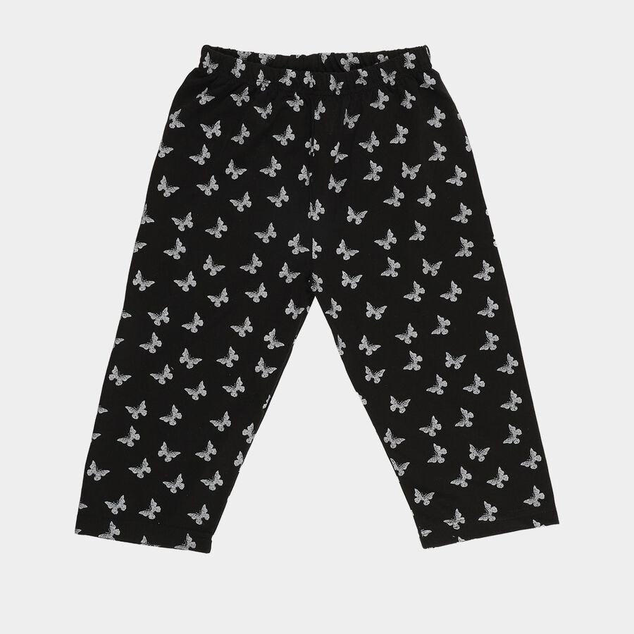 Girls' Black Regular Fit Side-Striped Capri, काला, large