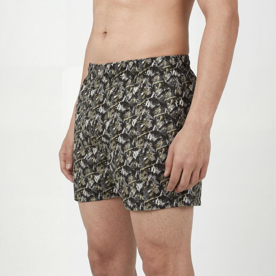 Men's Grey Regular Fit Solid Boxers, गहरा ग्रे, large
