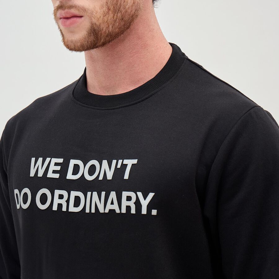 Men's Jet Black Crew Neck Graphic Sweatshirt, काला, large image number null