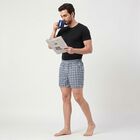 Men's Blue Relaxed Fit Checked Boxers, Light Blue, small