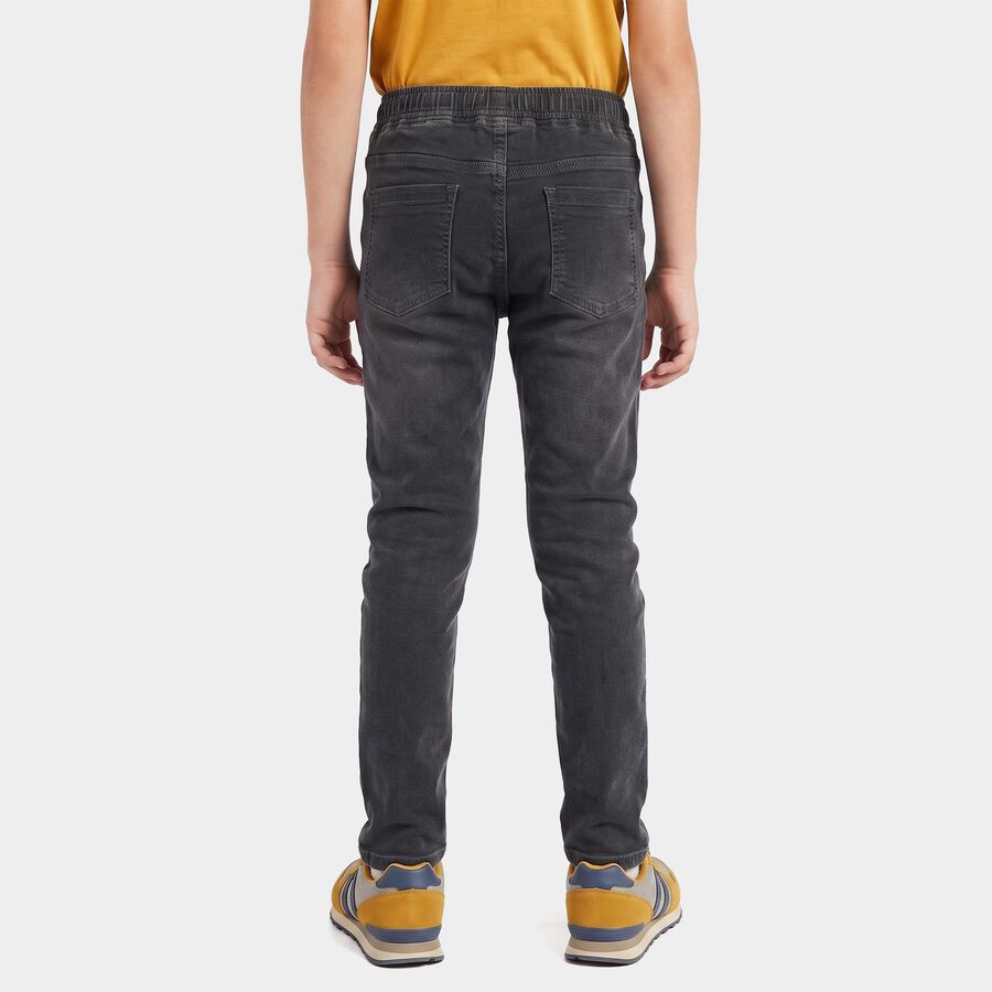Boys Charcoal Slim Fit Washed Jeans, गहरा ग्रे, large