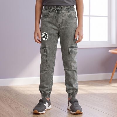 Boys Grey Straight Fit Stretchable Jeans