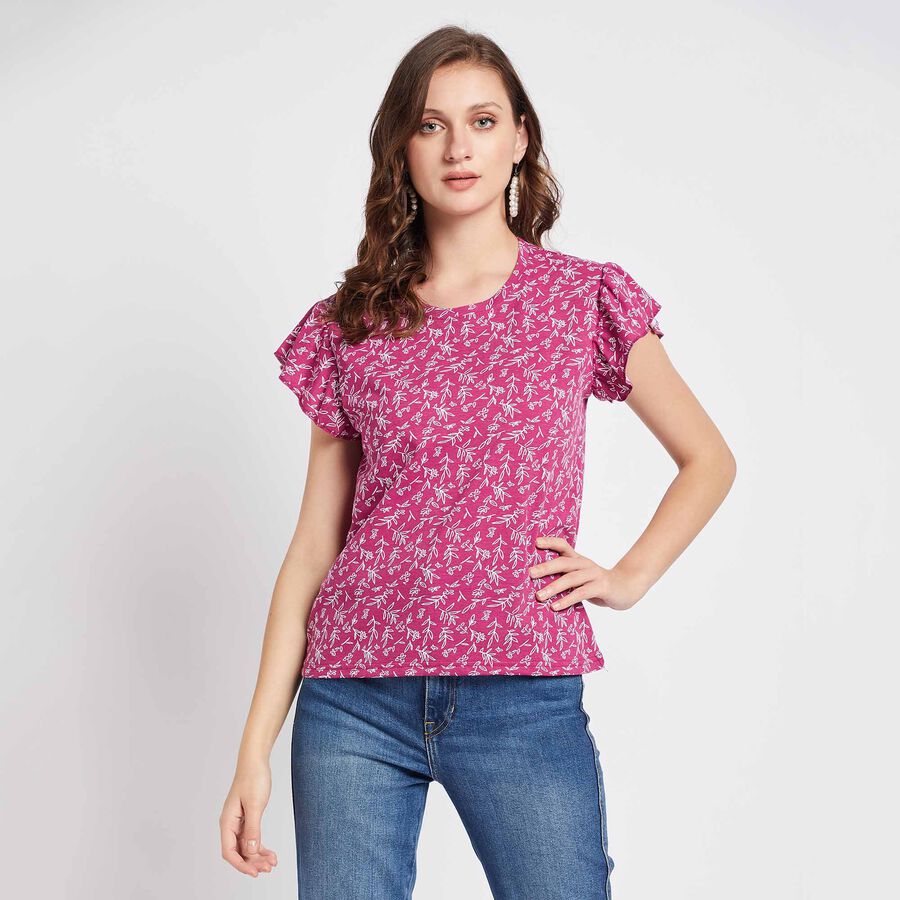 Round Neck T-Shirt, Purple, large image number null