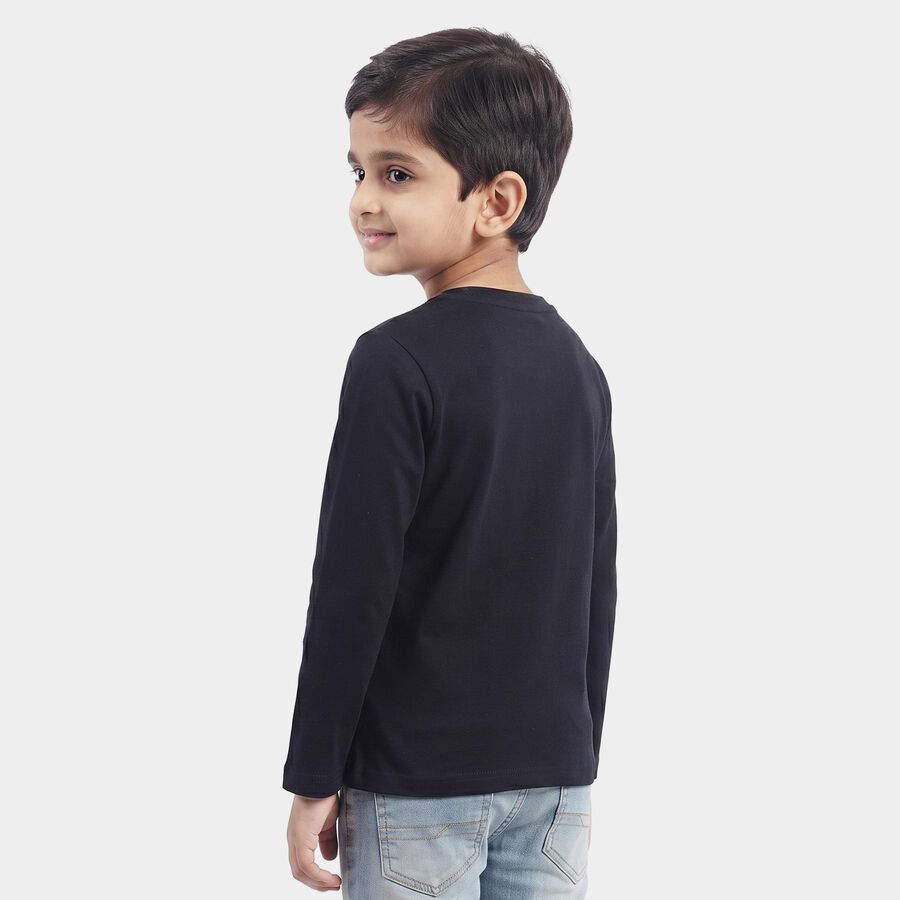 Boys Navy Blue Cotton Blend Crew Neck Regular Boys T-Shirt, Navy Blue, large