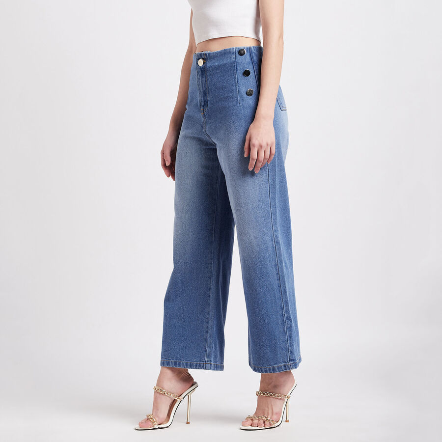 Cotton Embellished Jeans, Light Blue, large image number null