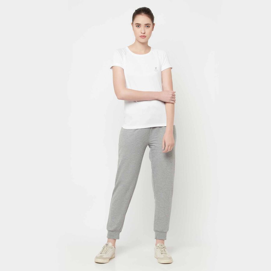 Solid Regular Joggers, Melange Light Grey, large image number null