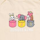 Infants' Beige Cotton Round Neck Graphic Baba Suit, Beige, small