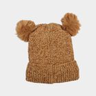 Girls Brown Penguin Applique Beanie Cap, भूरा, small