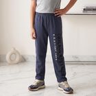 Boys' Navy Blue Straight Fit Graphic Printed Pyjama, Mid Blue, small