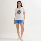 Women's Soft White Round Neck Graphic Print T-Shirt, Ecru Melange, small image number null