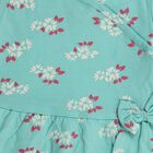 Infants' Teal Regular Fit Floral Printed Layered Frock, Aqua, small
