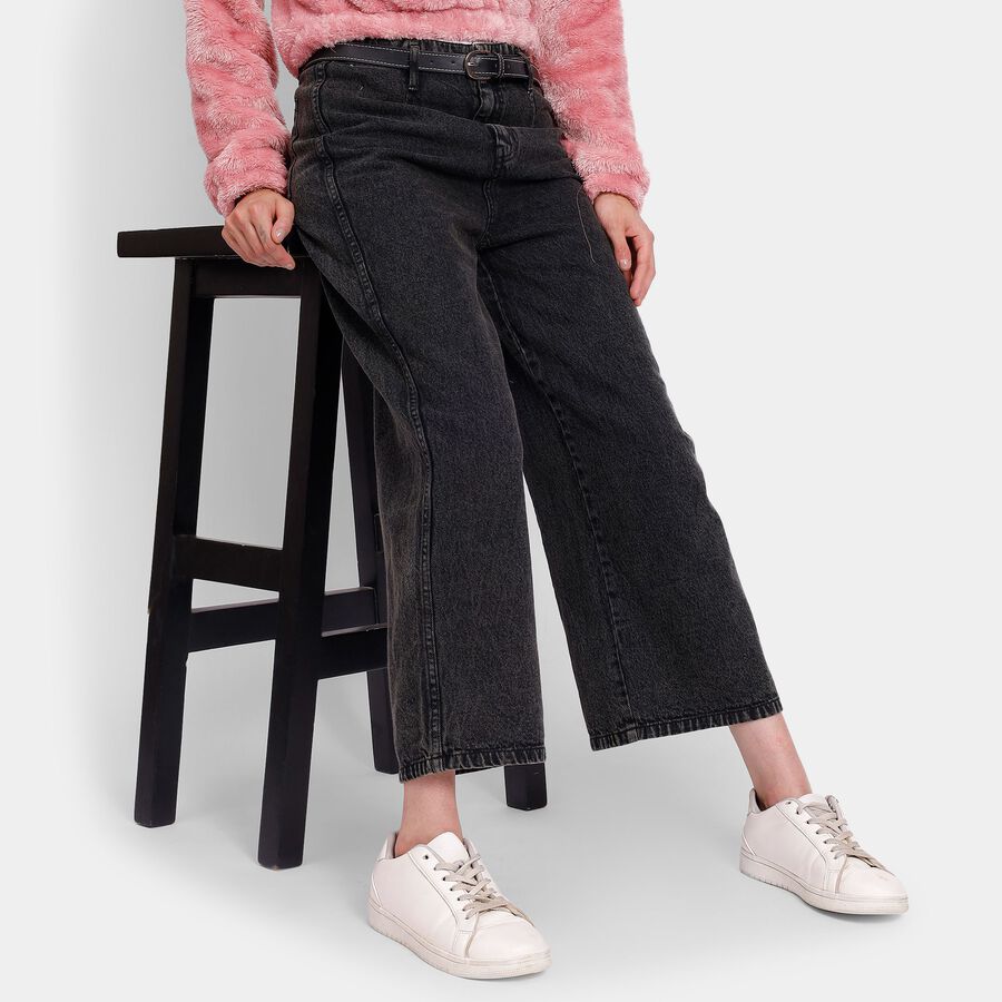 Ladies' 100% Cotton Jeans, Black, large image number null