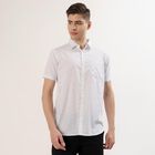 Men's Off-White 100% Cotton Half Sleeve Spread Collar Casual Shirt, Off White, small