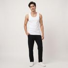 Men's White Cotton Round Neck Waistcoat Vest, White, small
