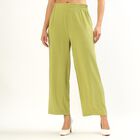 Women's Light Sage Green Relaxed Fit Wide-Leg Trousers, हल्का हरा, small
