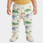 Infants Beige Jogger Fit Dinosaur Printed Cotton Pyjama, गहरा पीला, small