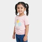 Girls Pink Cotton Round Neck Regular T-Shirt, Light Pink, small
