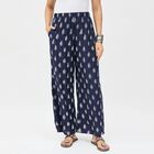 Women's Navy Printed Wide-Leg Palazzos, नेवी ब्लू, small