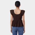 Women's Brown Mock Neck Minimalist Top, Brown, small