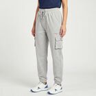 Women's Grey Jogger Fit Cargo Track Pants, मिश्रित हल्का ग्रे, small
