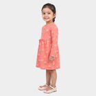 Girls' Coral Floral Printed Fit and Flare Frock, Coral, small
