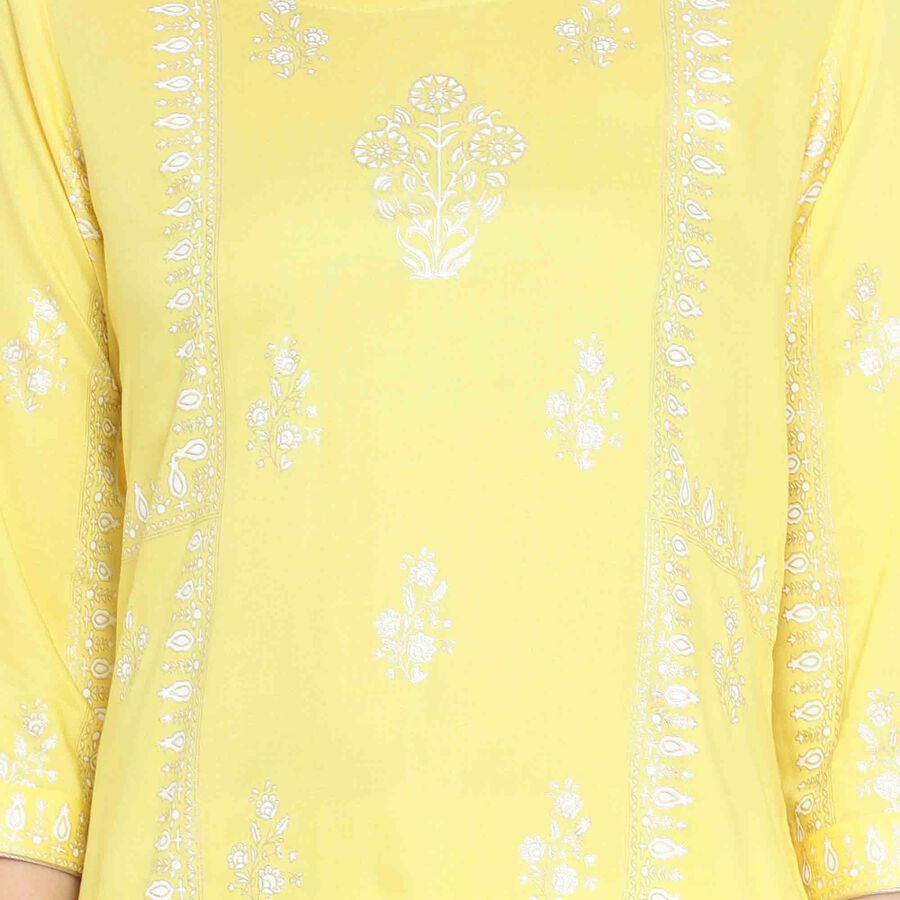 3/4th Sleeves Straight Kurta, Yellow, large image number null