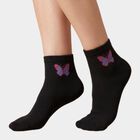 Women's Assorted Regular Fit Butterfly Print Pack of 3 Socks, चुनिंदा, small