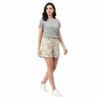 Women's Cream Regular Fit Floral Print Shorts, Off White, small