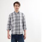 Men's 100% Cotton Regular Collar Casual Shirt, Light Grey, small