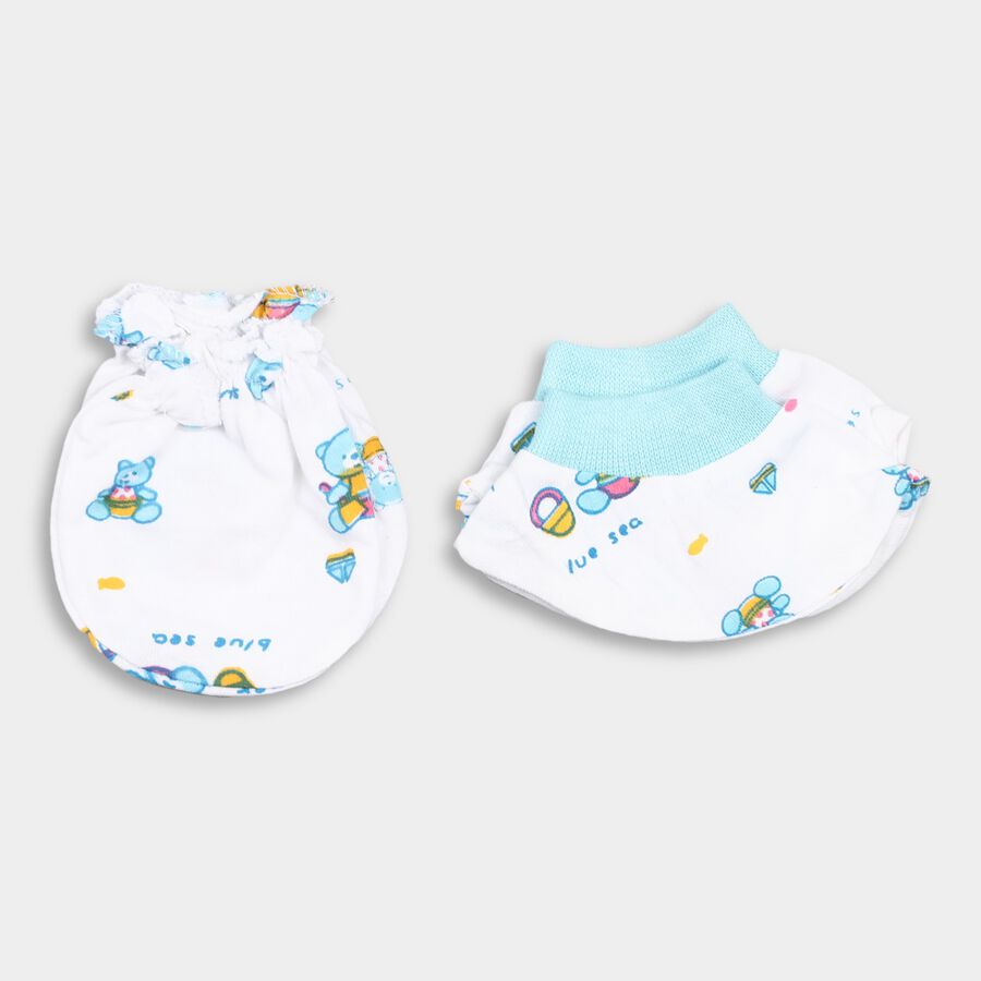 Infants' Cotton Gift Set (Cap, Mittens, Booties), White, large