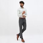 Men's Charcoal Grey Slim Fit Checkered Formal Trousers, Dark Grey, small image number null