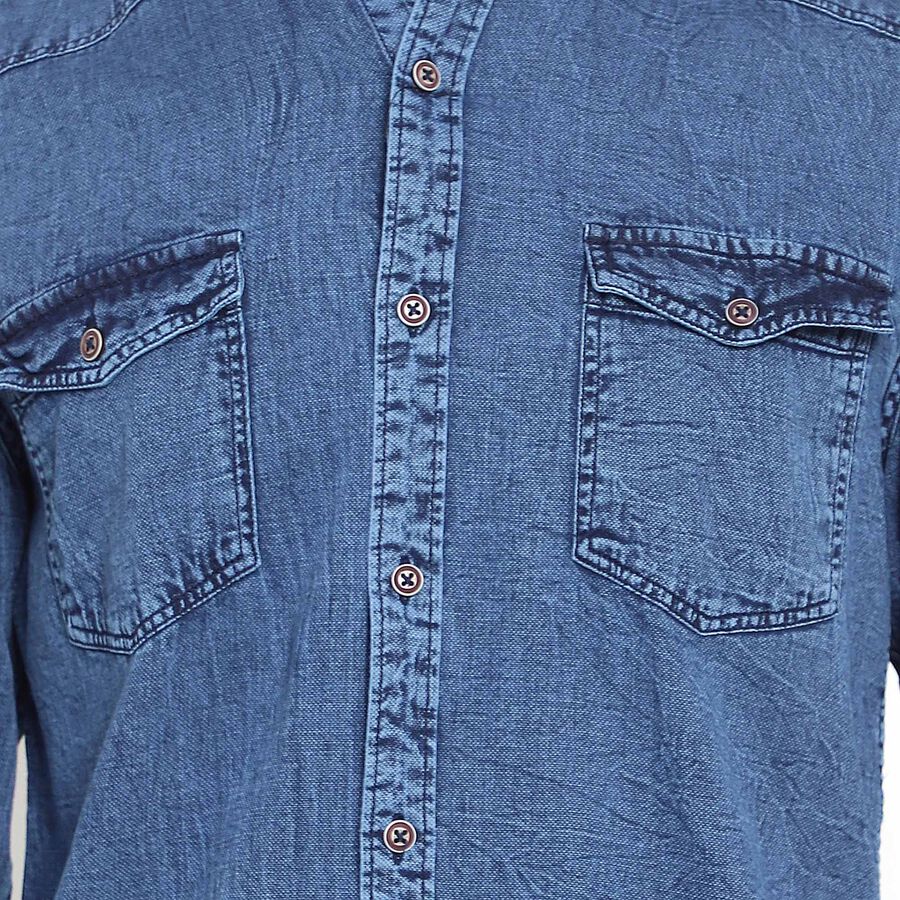 Cotton Solid Casual Shirt, Melange Blue, large image number null