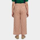 Girls' Peach Regular Fit Printed Capri, Peach, small