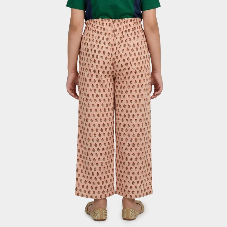 Girls' Peach Regular Fit Printed Capri, Peach, large