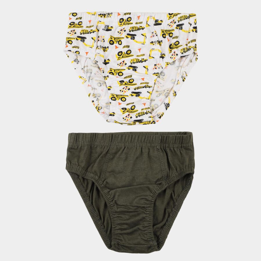 Boys' Off White Regular Fit Printed and Solid Briefs, ऑफ व्हाइट, large