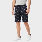 Men's Navy Blue Regular Fit Printed Jamaican Shorts, नेवी ब्लू, small