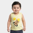 Infants Yellow Cotton Round Neck Casual Vest, Yellow, small