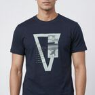 Men's Navy Blue Round Neck Casual T-Shirt, Navy Blue, small