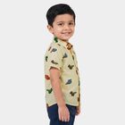 Boys Off White Cotton Short Sleeves Collar Shirt, Off White, small