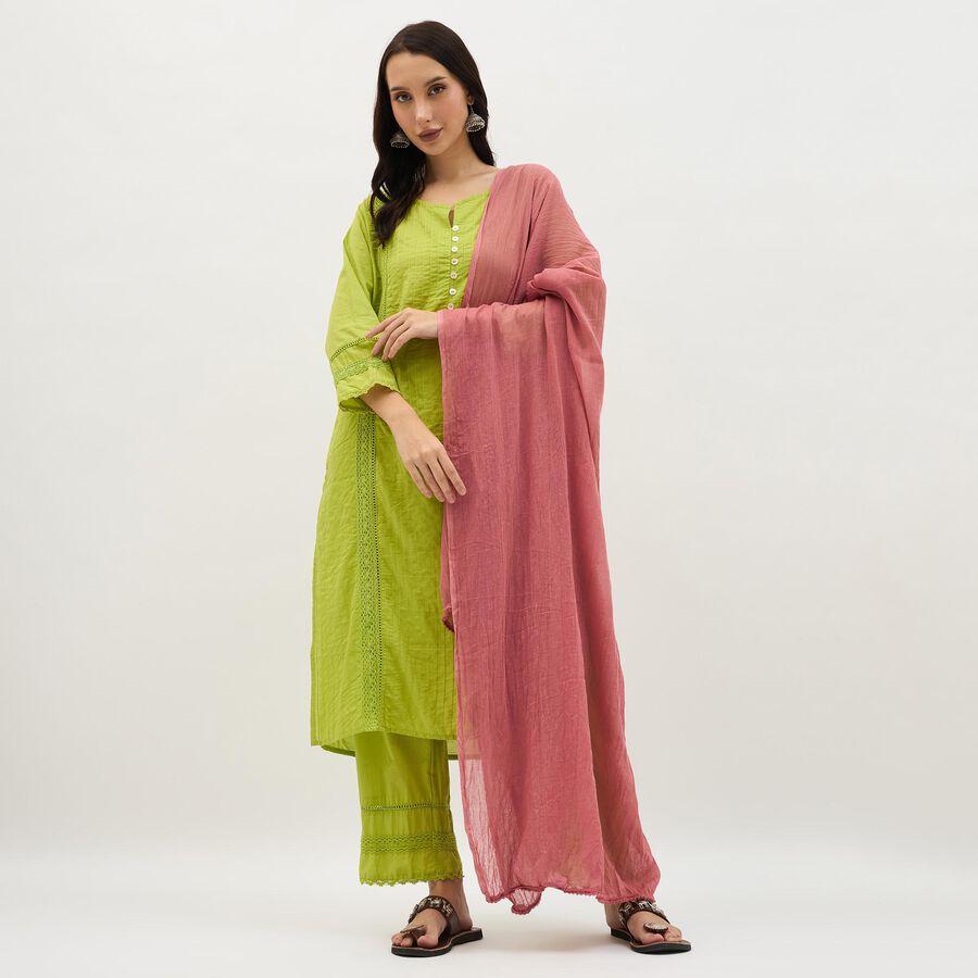 Women's Muted Pink Cotton Crinkled Dupatta, Purple, large image number null