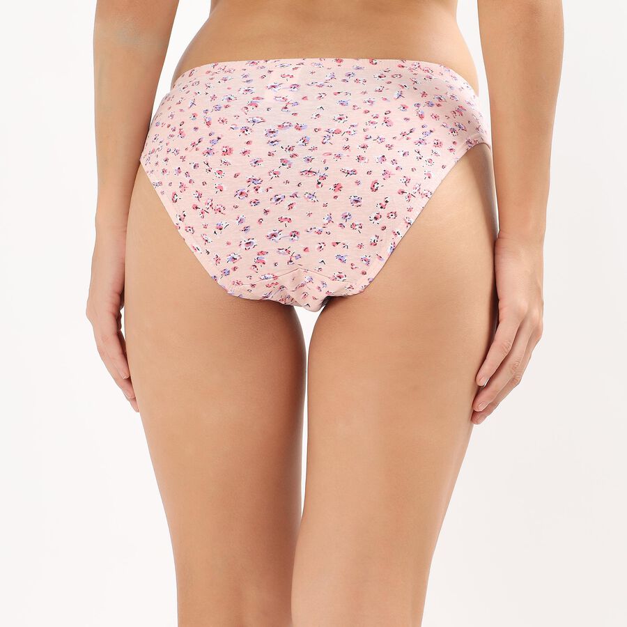 Women's Light Pink Regular Fit Floral Bikini Panty, Peach, large