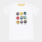 Boys Round Neck T-Shirt, White, small image number null