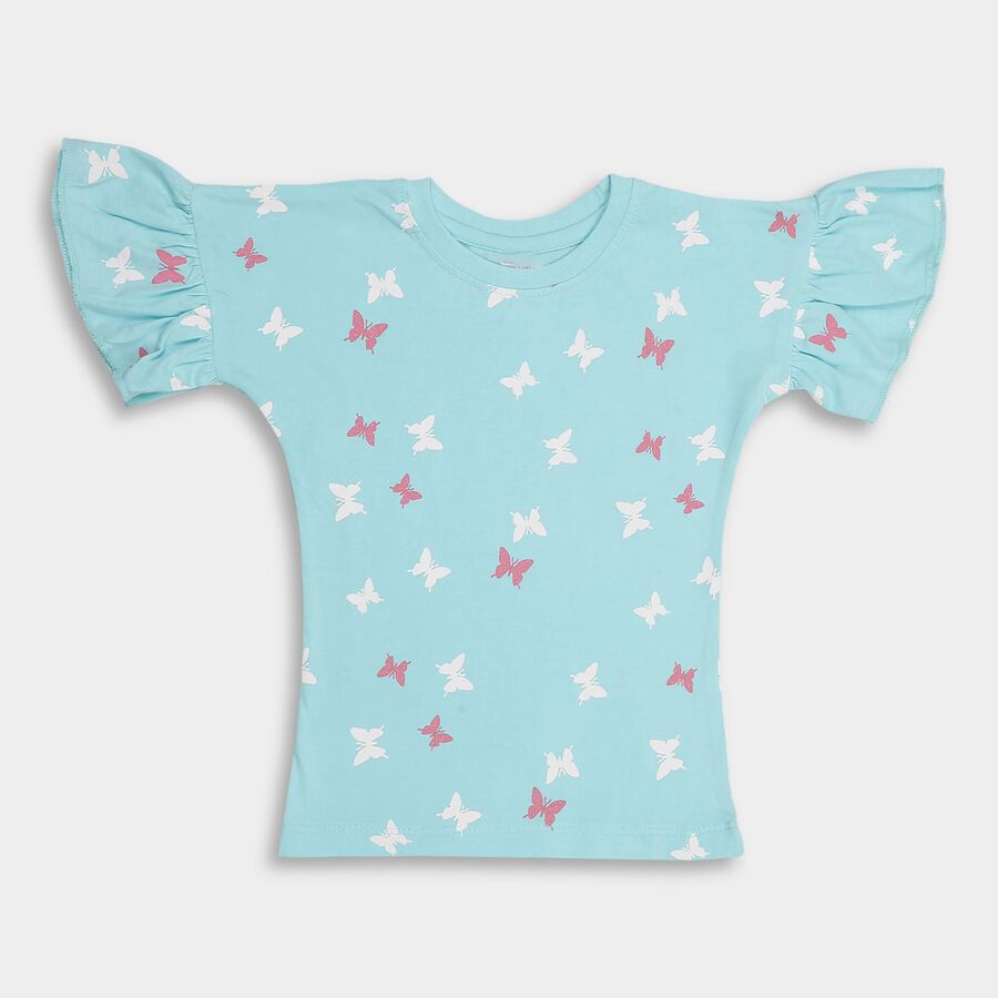 Girls' 100% Cotton T-Shirt , एक्वा, large image number null