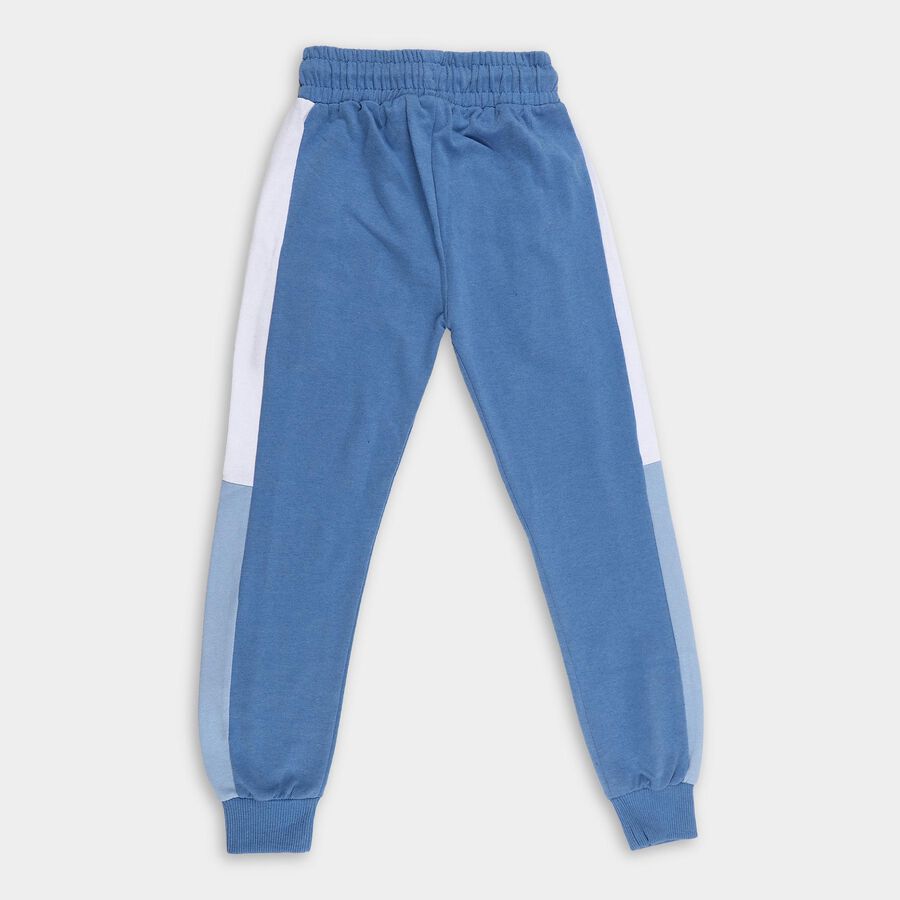 Boys' Muted Denim Blue Color-Blocked Cotton Blend Pyjama, मध्यम नीला, large image number null