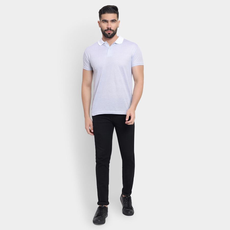Men's Collared Half Sleeves T-Shirt, White, large