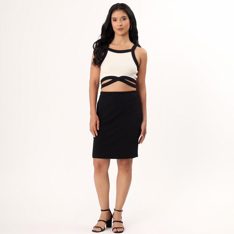 Women's Off-White Mock Neck Minimalist Top, Off White, large